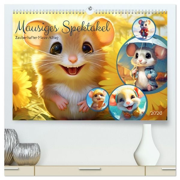 Mausiges Spektakel. Zauberhafter Maus-Alltag (hochwertiger Premium Wandkalender 2026 DIN A2 quer), Kunstdruck in Hochglanz