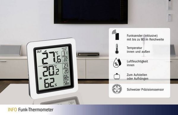 Produktbild: TFA Dostmann Funk-Thermometer INFO Funk-Thermometer 30.3065.02