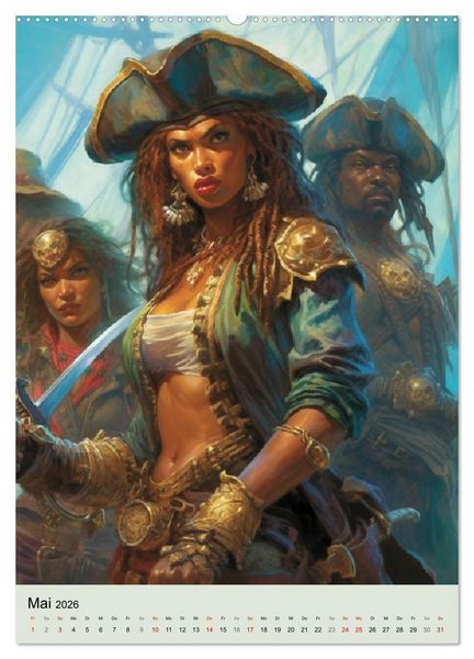 Produktbild: Piraten-Fantasy. Wilde Seer&auml;uber-Romantik im Mittelalter (hochwertiger Premium Wandkalender 2026 DIN A2 hoch), Kunstdruck in Hochglanz