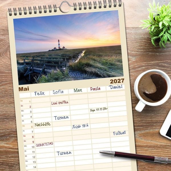 Produktbild: Familienplaner 2027 - Schleswig-Holstein - Momente zwischen den Meeren mit 5 Spalten (Wandkalender, 21 x 45 cm) CALVENDO