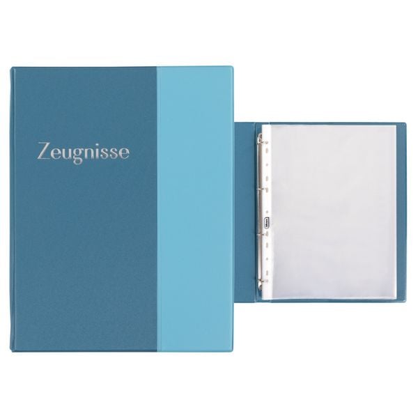 Produktbild: Idena Zeugnismappe Ringbuch mit 10 Klarsichth&uuml;llen 100&micro; pastell blau DIN A4