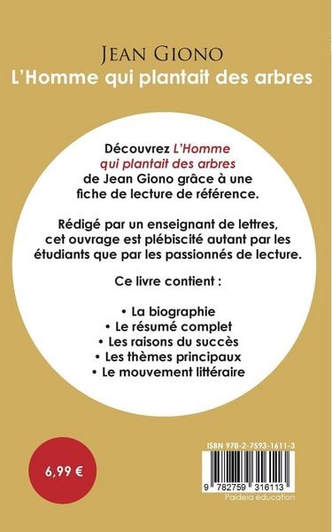 Produktbild: Fiche de lecture L'Homme qui plantait des arbres (&Eacute;tude int&eacute;grale)