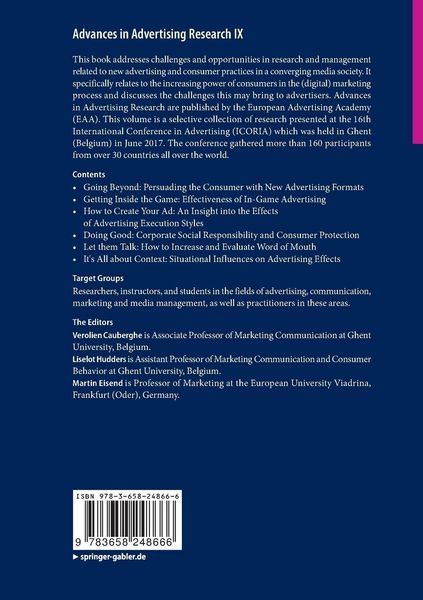 Produktbild: Advances in Advertising Research IX