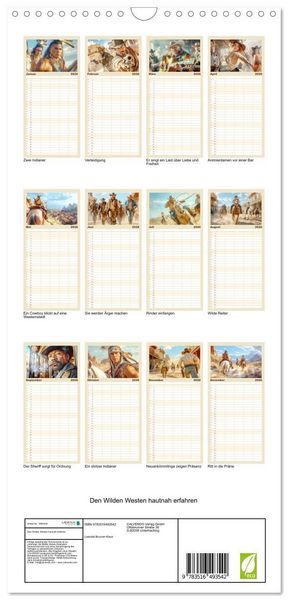 Produktbild: Familienplaner 2026 - Den Wilden Westen hautnah erfahren mit 5 Spalten (Wandkalender, 21 x 45 cm) CALVENDO