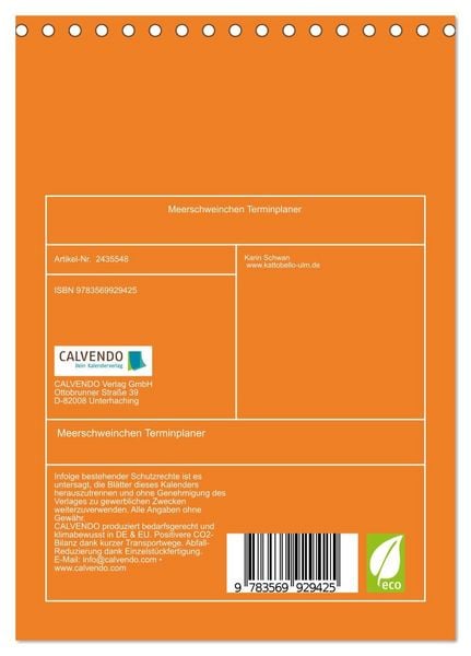 Produktbild: Meerschweinchen Terminplaner (Tischkalender 2027 DIN A5 hoch), CALVENDO Monatskalender