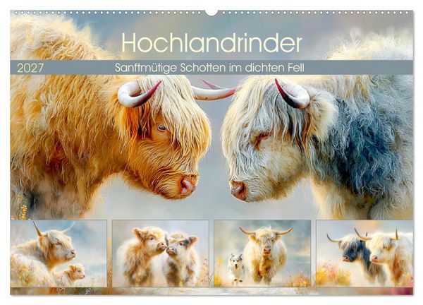 Produktbild: Hochlandrinder. Sanftm&uuml;tige Schotten im dichten Fell (Wandkalender 2027 DIN A2 quer), CALVENDO Monatskalender
