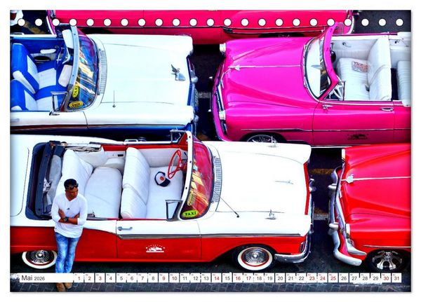 Produktbild: Vogel-Perspektive - Oldtimer in Havanna (Tischkalender 2026 DIN A5 quer), CALVENDO Monatskalender