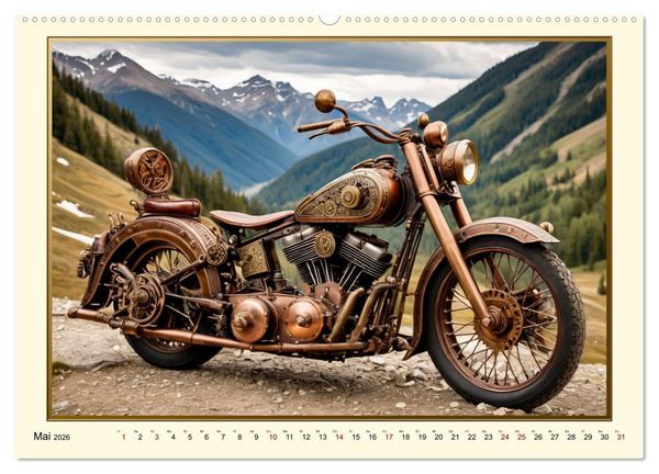 Produktbild: Motorr&auml;der im Steampunk-Style (hochwertiger Premium Wandkalender 2026 DIN A2 quer), Kunstdruck in Hochglanz
