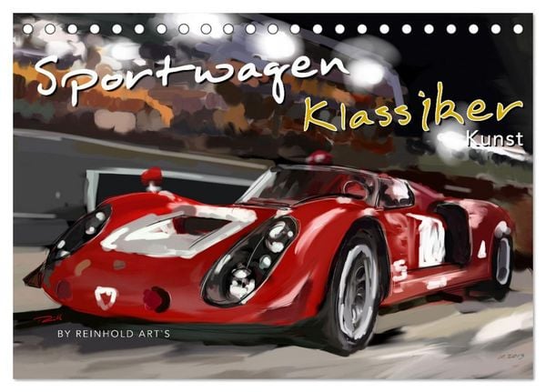 Sportwagen Klassiker Kunst (Tischkalender 2026 DIN A5 quer), CALVENDO Monatskalender
