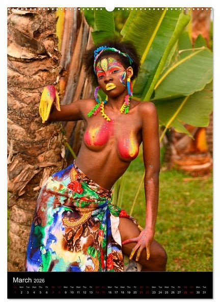 Produktbild: Equatorial Guinea Bodypainting Festival (High Quality Premium Wall Calendar 2026 DIN A2 portrait),CALVENDO 12 Month Wall Calendar