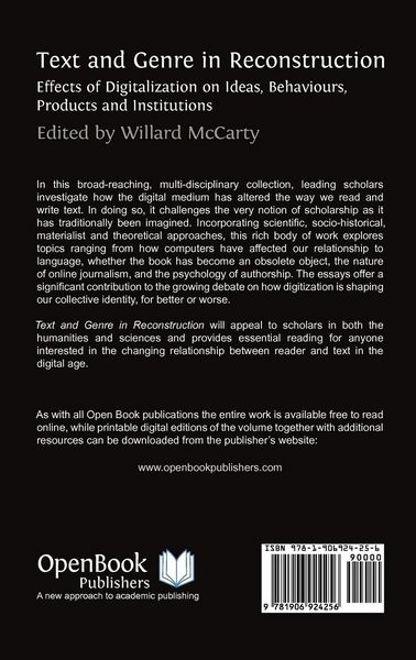 Produktbild: Text and Genre in Reconstruction