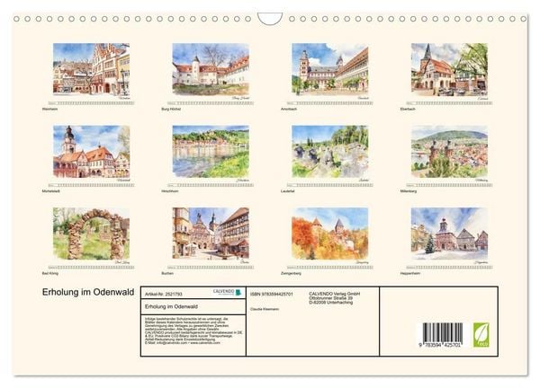 Produktbild: Erholung im Odenwald (Wandkalender 2027 DIN A3 quer), CALVENDO Monatskalender