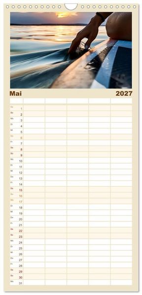 Produktbild: Familienplaner 2027 - Im Fluss der Zeit &ndash; SUP-Momente zum Durchatmen mit 5 Spalten (Wandkalender, 21 x 45 cm) CALVENDO