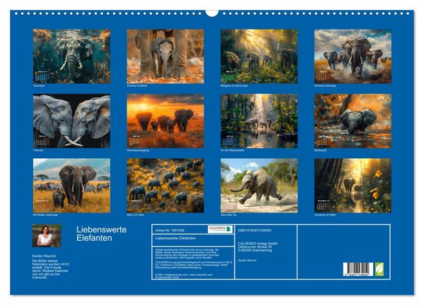 Produktbild: Liebenswerte Elefanten (Wandkalender 2026 DIN A2 quer), CALVENDO Monatskalender
