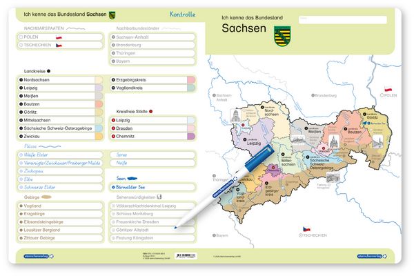 Produktbild: Ich kenne das Bundesland Sachsen- Lerntafel mit Stift