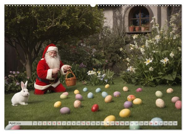 Produktbild: Durch das Jahr mit dem Weihnachtsmann (hochwertiger Premium Wandkalender 2026 DIN A2 quer), Kunstdruck in Hochglanz