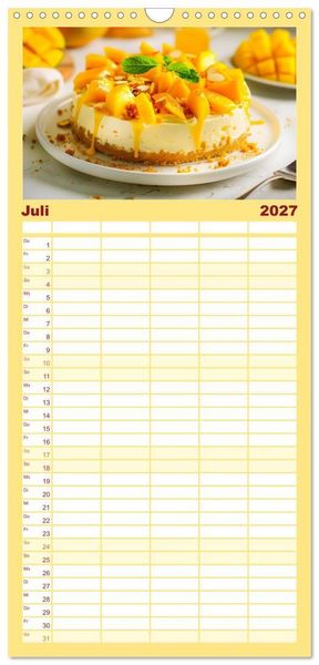 Produktbild: Familienplaner 2027 - K&auml;sekuchen Kalender - K&ouml;stliche Dessertmomente mit 5 Spalten (Wandkalender, 21 x 45 cm) CALVENDO