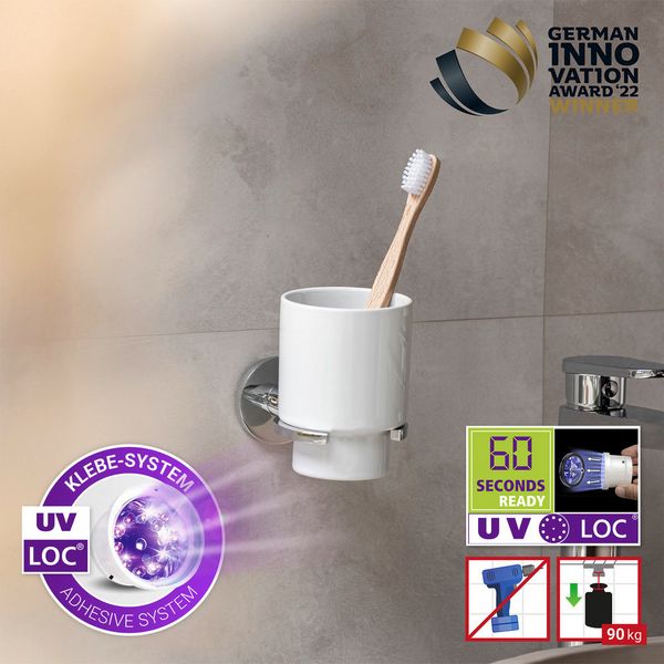 Produktbild: UV-Loc&reg; Zahnputzbecherhalter Mod. Isera, Befestigen ohne Bohren mit innovativem Klebesystem