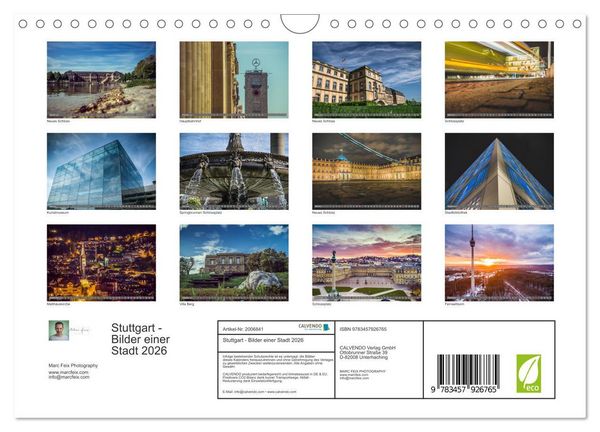 Produktbild: Stuttgart - Bilder einer Stadt 2026 (Wandkalender 2026 DIN A4 quer), CALVENDO Monatskalender