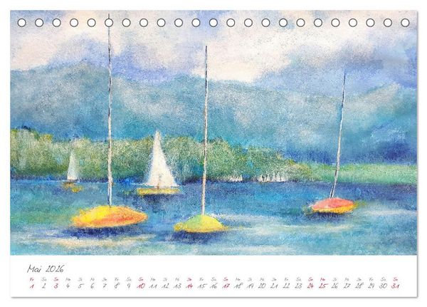 Produktbild: Oberbayerns Seen in Farbe - mit Pinsel und Farbe an den Ufern bayerischer Seen (Tischkalender 2026 DIN A5 quer), CALVENDO Monatskalender