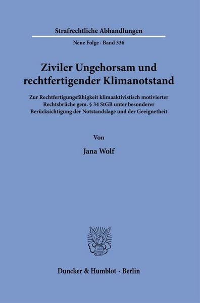 Produktbild: Ziviler Ungehorsam und rechtfertigender Klimanotstand