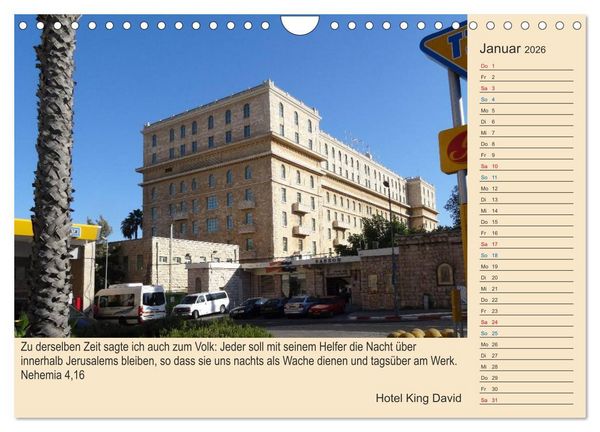 Produktbild: Jerusalem mit Bibelversen / Geburtstagsplaner (Wandkalender 2026 DIN A4 quer), CALVENDO Monatskalender