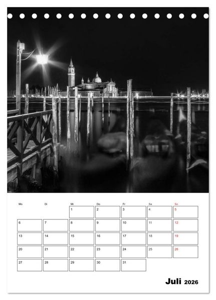 Produktbild: MONOCHROMES VENEDIG Klassische Momente (Tischkalender 2026 DIN A5 hoch), CALVENDO Monatskalender