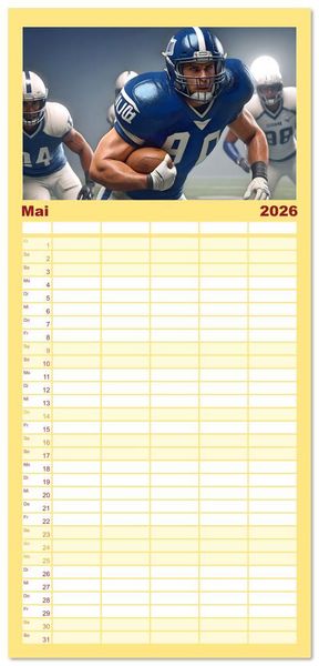 Produktbild: Familienplaner 2026 - American Football - im Team zum Sieg mit 5 Spalten (Wandkalender, 21 x 45 cm) CALVENDO