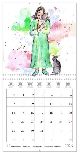 Produktbild: My faithful companions - Watercolours of a love for cats (Wall Calendar 2026 12 &times; 12 Inch) CALVENDO 12 Month Wall Calendar