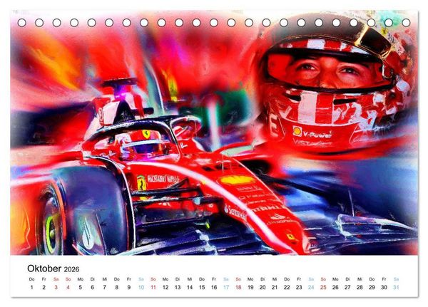 Produktbild: Formel 1 kreativ - Digital Art von Jean-Louis Glineur (Tischkalender 2026 DIN A5 quer), CALVENDO Monatskalender