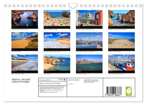 Produktbild: Algarve - the gold coast of Portugal (Wall Calendar 2026 DIN A4 landscape), CALVENDO 12 Month Wall Calendar