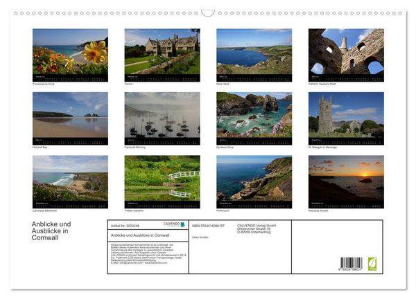 Produktbild: Anblicke und Ausblicke in Cornwall (Wandkalender 2026 DIN A2 quer), CALVENDO Monatskalender