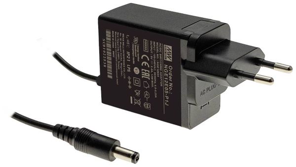 Produktbild: MEAN WELL NGE12E12-P1J Steckernetzteil, Festspannung 12 V/DC 12W