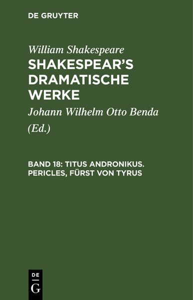 Produktbild: Titus Andronikus. Pericles, F&uuml;rst von Tyrus
