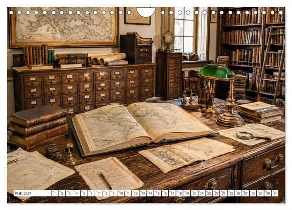 Produktbild: Zwischen Holz und Seiten - Vintage Bibliotheken (Wandkalender 2027 DIN A4 quer), CALVENDO Monatskalender
