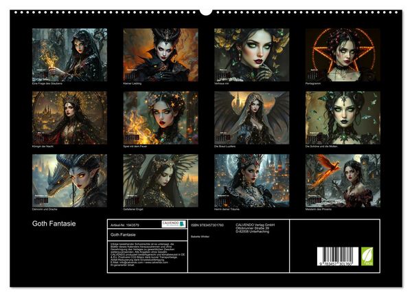 Produktbild: Goth Fantasie (hochwertiger Premium Wandkalender 2026 DIN A2 quer), Kunstdruck in Hochglanz