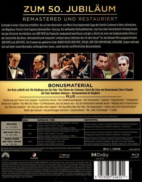 Produktbild: Der Pate 3-Movie Collection (+ Bonus-Blu-ray) [3 BRs]