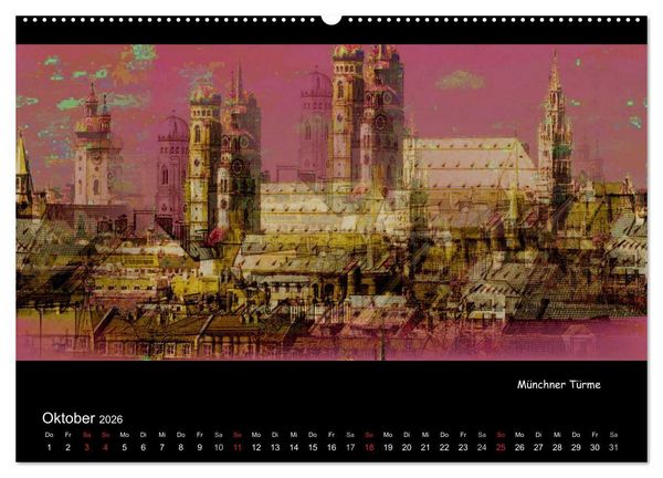 Produktbild: M&uuml;nchen digital (Wandkalender 2026 DIN A2 quer), CALVENDO Monatskalender