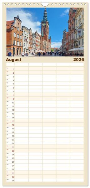 Produktbild: Familienplaner 2026 - Danzig - Eine Perle Polens mit 5 Spalten (Wandkalender, 21 x 45 cm) CALVENDO