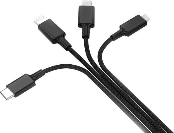 Produktbild: Smrter USB-Ladekabel USB-A Stecker, USB-C&reg; Stecker, Apple Lightning Stecker, Apple Lightning Stecker, USB-Micro-B Stecker 1.20m