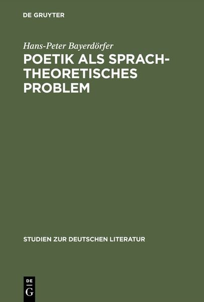 Produktbild: Poetik als sprachtheoretisches Problem