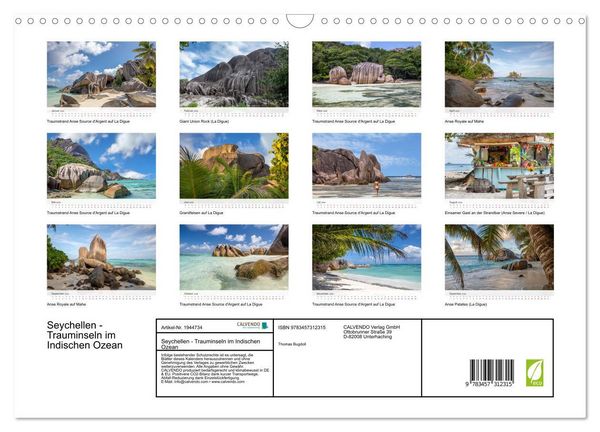 Produktbild: Seychellen - Trauminseln im Indischen Ozean (Wandkalender 2026 DIN A3 quer), CALVENDO Monatskalender