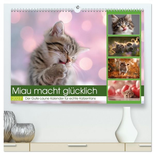 Produktbild: Miau macht gl&uuml;cklich (hochwertiger Premium Wandkalender 2027 DIN A2 quer), Kunstdruck in Hochglanz