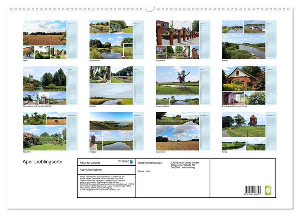 Produktbild: Aper Lieblingsorte (Wandkalender 2027 DIN A2 quer), CALVENDO Monatskalender