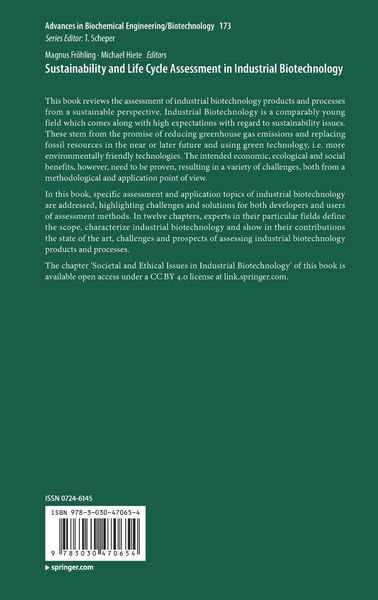 Produktbild: Sustainability and Life Cycle Assessment in Industrial Biotechnology