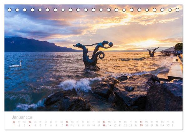 Produktbild: GENFER SEE Das Schweizer Ufer (Tischkalender 2026 DIN A5 quer), CALVENDO Monatskalender