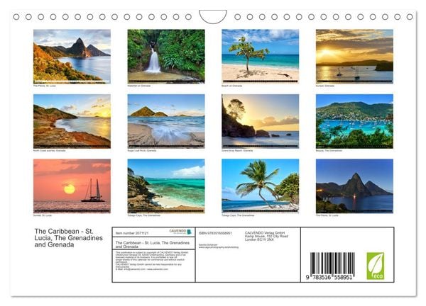 Produktbild: The Caribbean - St. Lucia, The Grenadines and Grenada (Wall Calendar 2026 DIN A4 landscape), CALVENDO 12 Month Wall Calendar