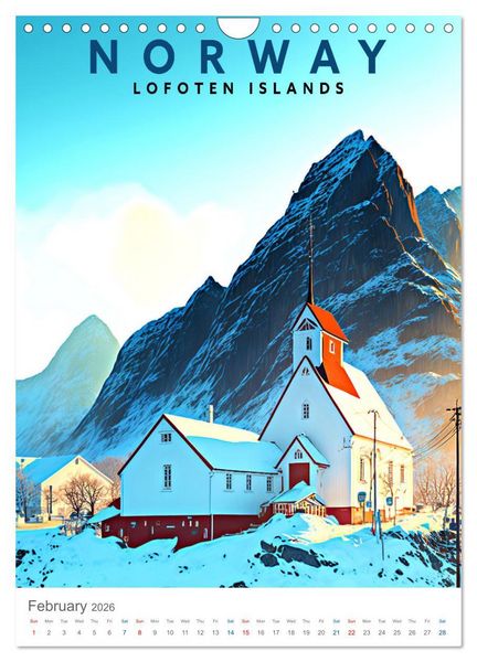 Produktbild: Lofoten Islands - Old School Poster Style (Wall Calendar 2026 DIN A4 portrait), CALVENDO 12 Month Wall Calendar