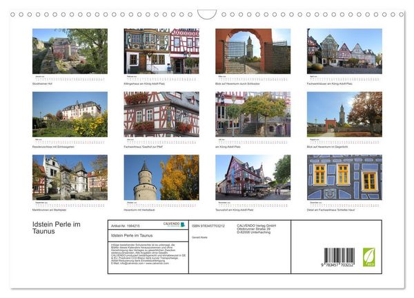 Produktbild: Idstein Perle im Taunus (Wandkalender 2026 DIN A3 quer), CALVENDO Monatskalender