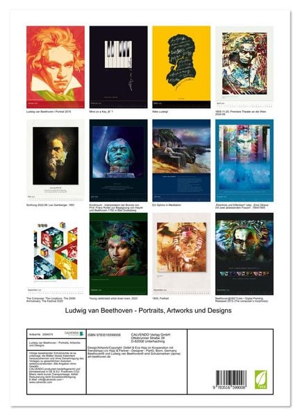 Produktbild: Ludwig van Beethoven - Portraits, Artworks und Designs (hochwertiger Premium Wandkalender 2026 DIN A2 hoch), Kunstdruck in Hochglanz